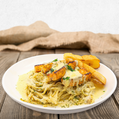 Spaghetti Carbonara with Grilled Chicken