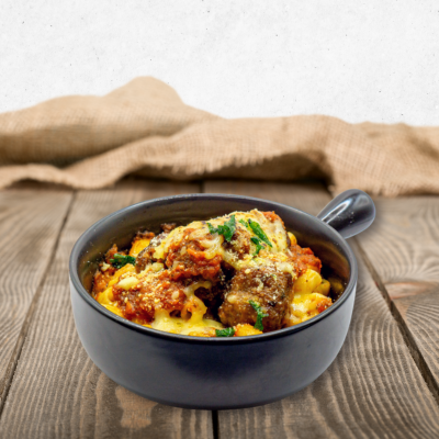 Italian Baked Macaroni with Chicken Meatballs